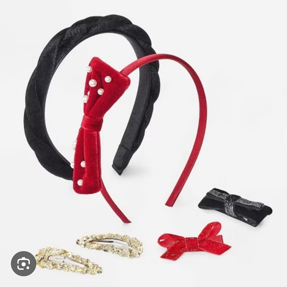 NEW CAT & JACK Headbands and Bow,Sequin Clips  Accessorie 6 piece set